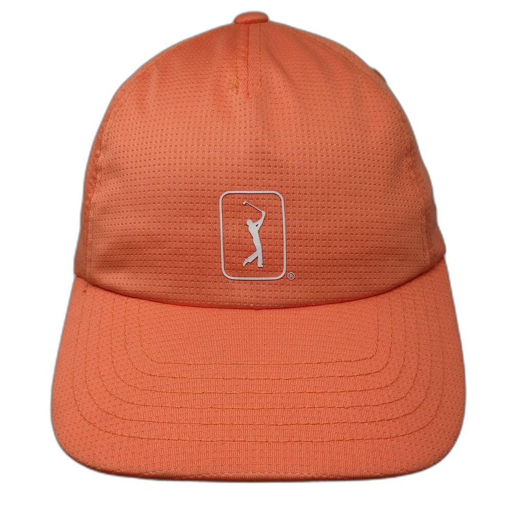 PGA Tour Strapback Orange One Size Airflux Breathable Performance Mesh Golf Hat
